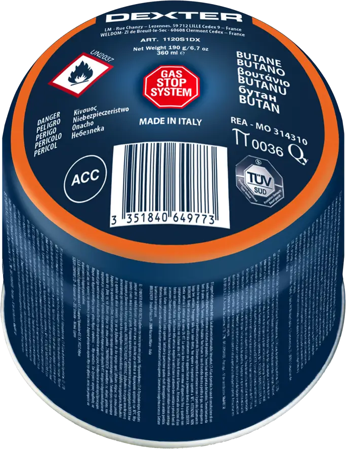 Газовый картридж Dexter 360 мл с системой защиты от утечек 81972946