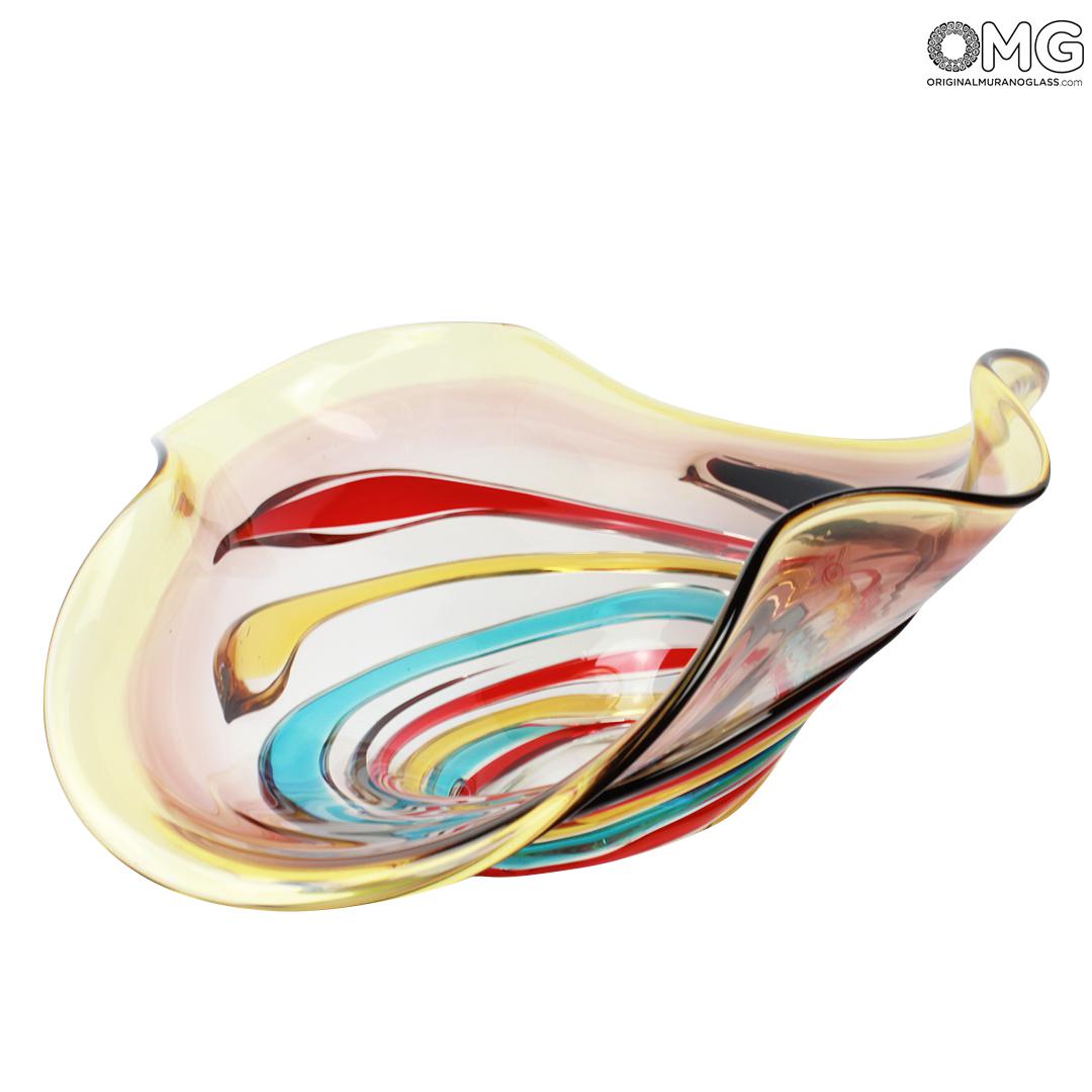 574 ORIGINALMURANOGLASS Декоративная чаша Sombrero ambra - муранское стекло OMG 45 см  - Вид №1
