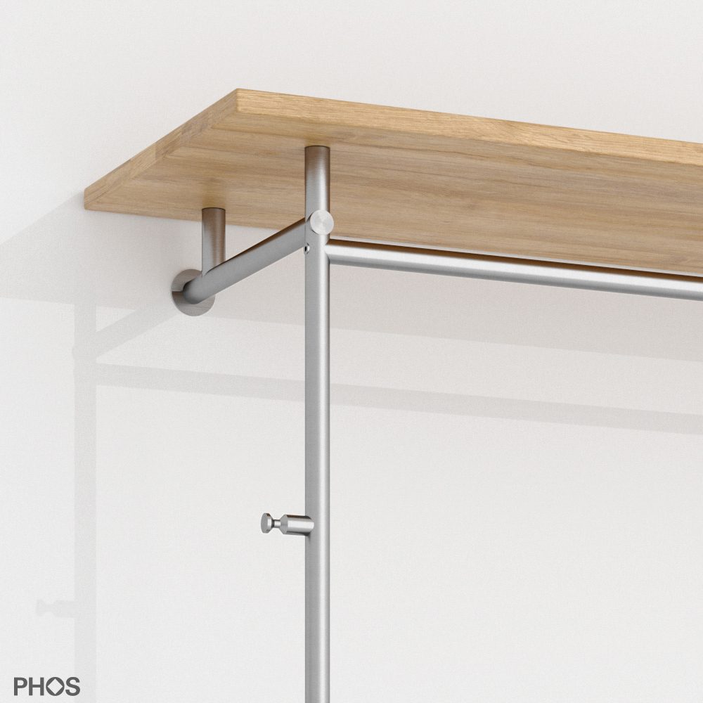 GL2-Eiche-SR800 Шкаф для прихожей с деревянной полкой и двухъярусными полками для обуви PHOS  - Вид №1