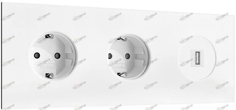 FEDE 3-х модульная розетка с usb Twenty sun-id-1442373