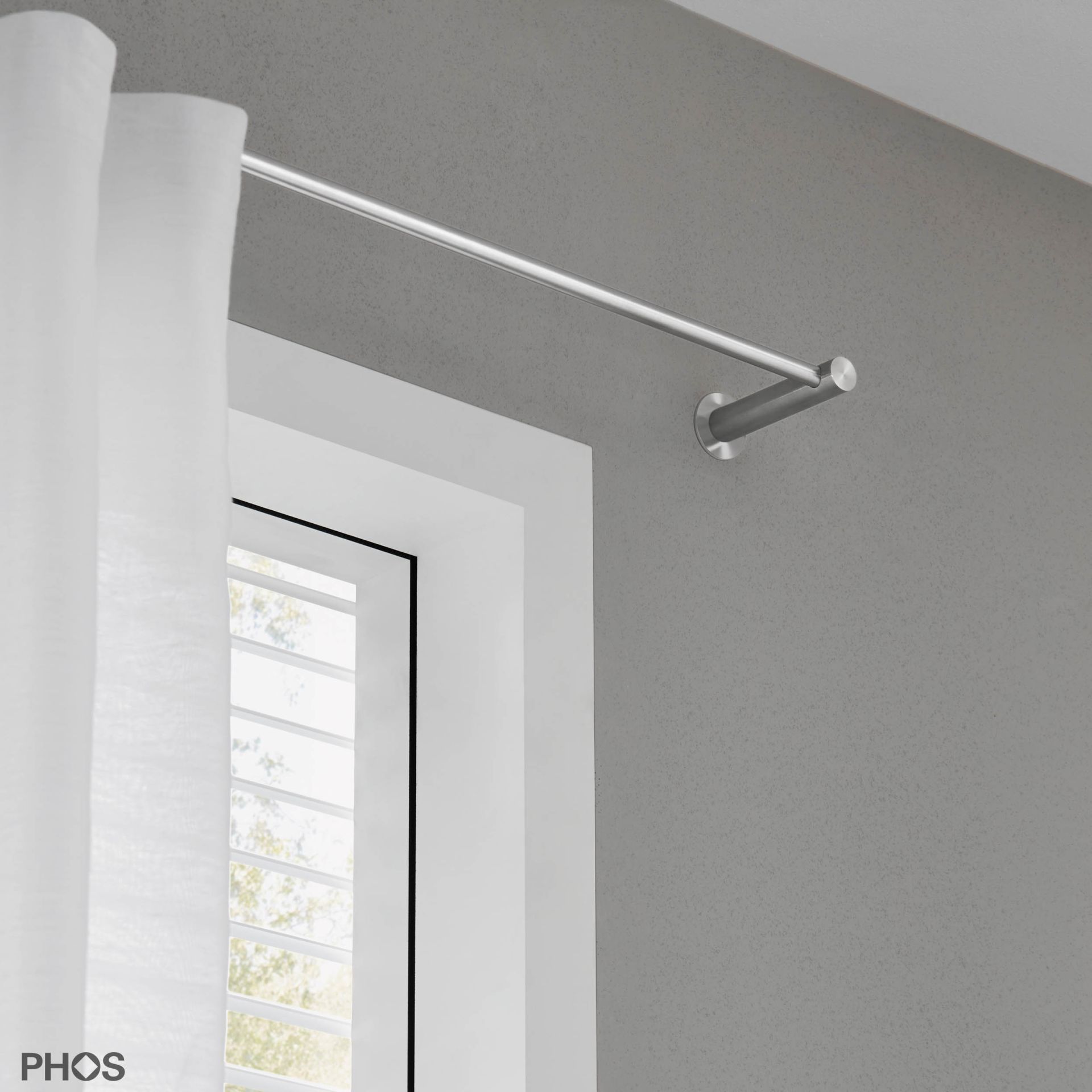 VS20-100E1000 Комплект карнизов: 100 см с 2 концевыми кронштейнами (среднее расстояние до стены) PHOS  - Вид №1