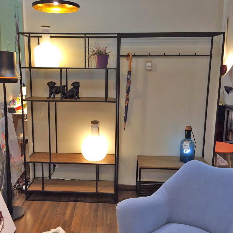 Стеллаж металлический, темный дуб Makella black INTELLIGENT DESIGN СТЕЛЛАЖ MAKELLA 260747 Коричневый;черный  - Вид №5