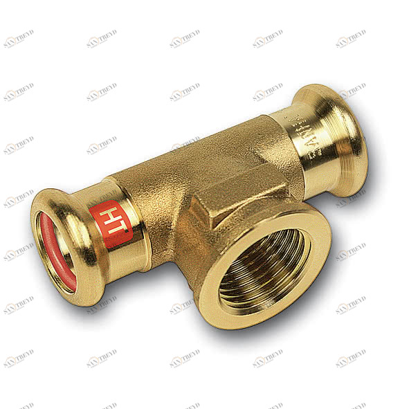 1131301212 SANHA 13130G пресс-фит. солн., бронза, тройник ВПр-ВР-ВПр 12x1/2x12 мм 