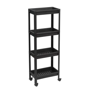 Этажерка для ванной комнаты широкая на колесах Vikea 39x23.4x105.5 см цвет черный 87818866 STLM-2109136