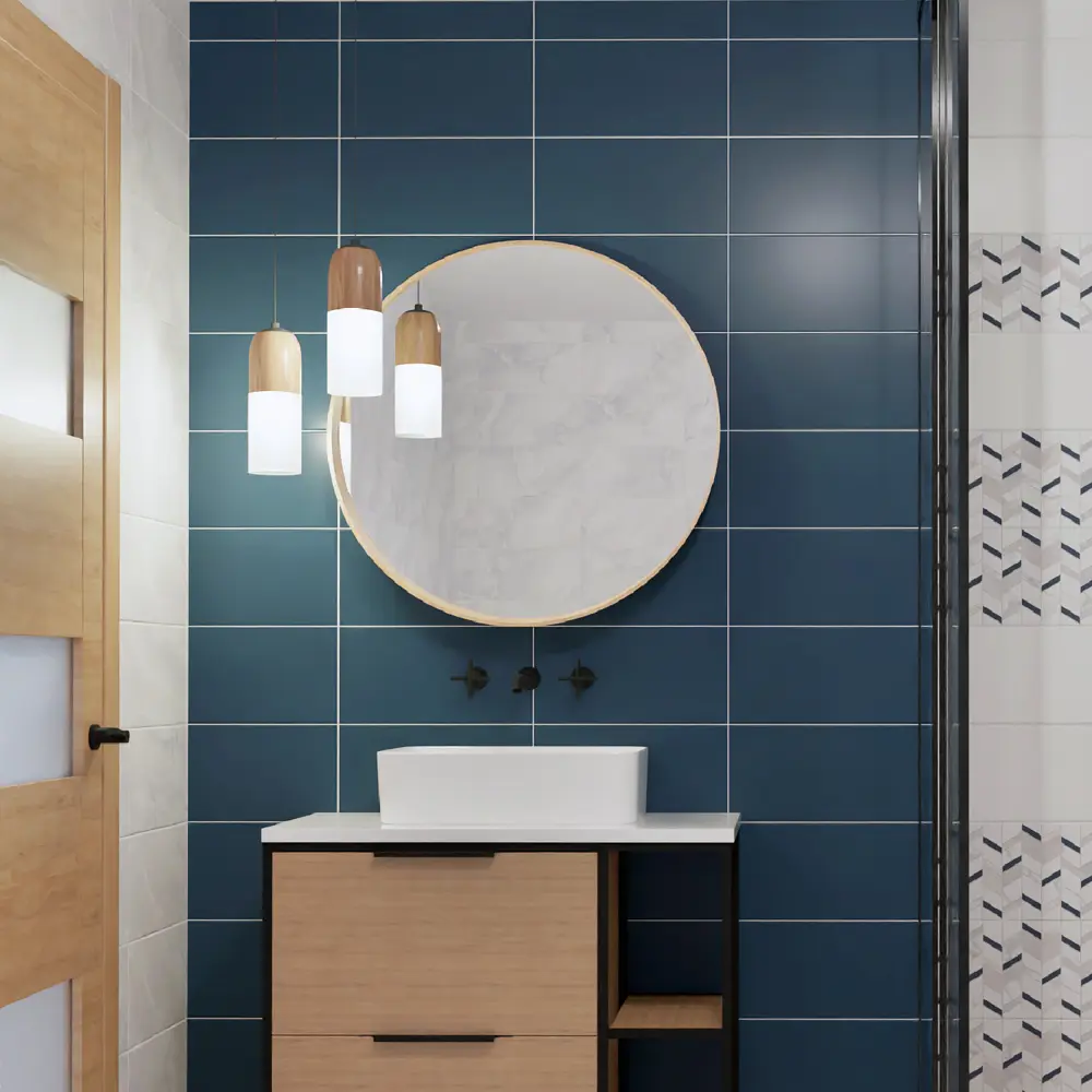 Настенная плитка KREAFORTA Mersey Mono 20x40 см 1.62 м² матовая цвет синий STLM-2103960