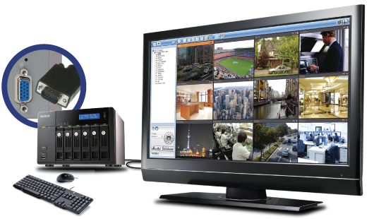 VS-6012 Pro Smb сервер ip-видеонаблюдения с 12 каналами для записи и vga-портом для подключения монитора. intel atom d525 1,8 ггц QNAP Santreyd  - Вид №2