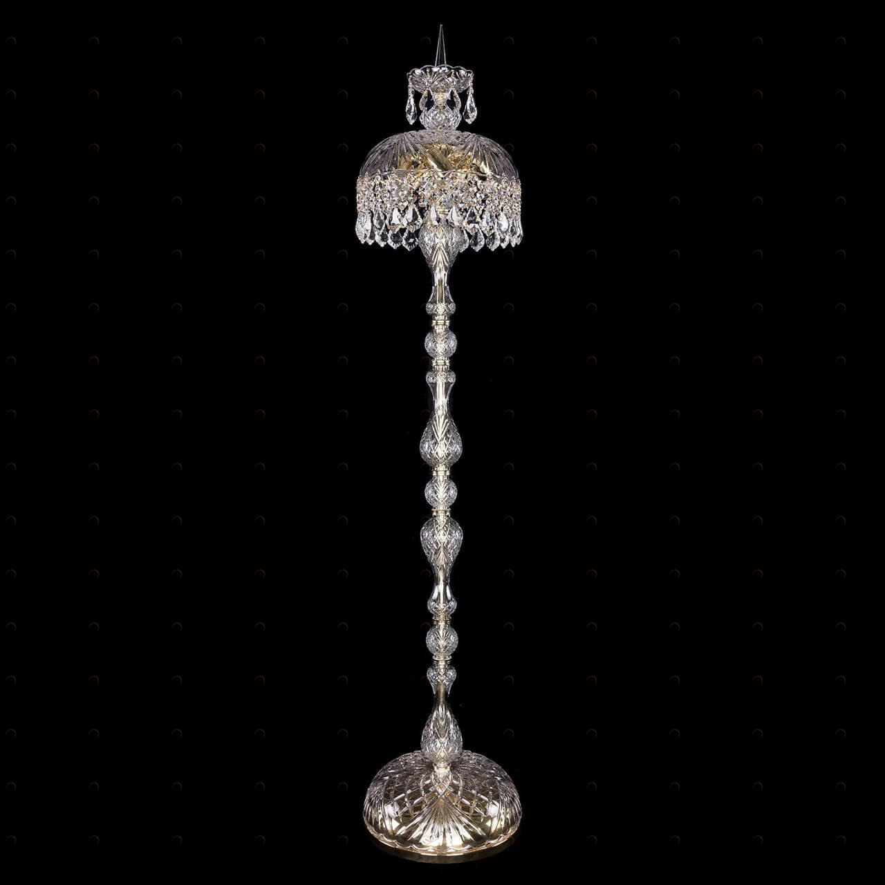 Торшер хрустальный на 5 ламп 150х30 см нежно-золотой Bohemia Ivele 5877/30-150/G/Leafs BOHEMIA IVELE ЭЛИТНЫЕ 00-3889422 Золото;прозрачный 