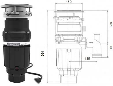 Измельчитель пищевых отходов Bone Crusher 610 Slim Line для кухонной мойки, постоянный магнит BC Slim Line BC610-AS - Вид №5