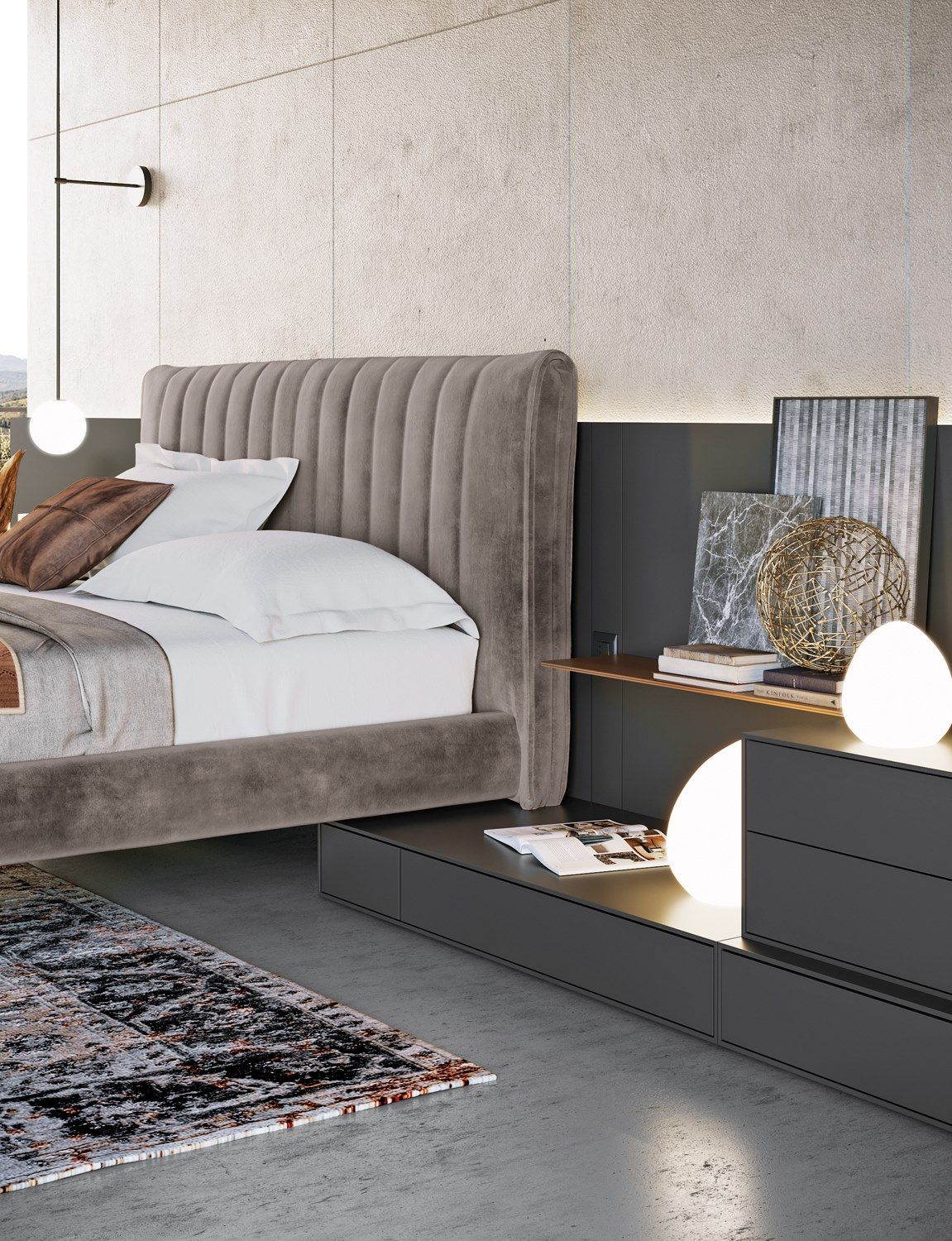 Деревянное изголовье со встроенными тумбочками для двуспальной кровати Dall'Agnese Square ARCH-00029804 - Вид №8