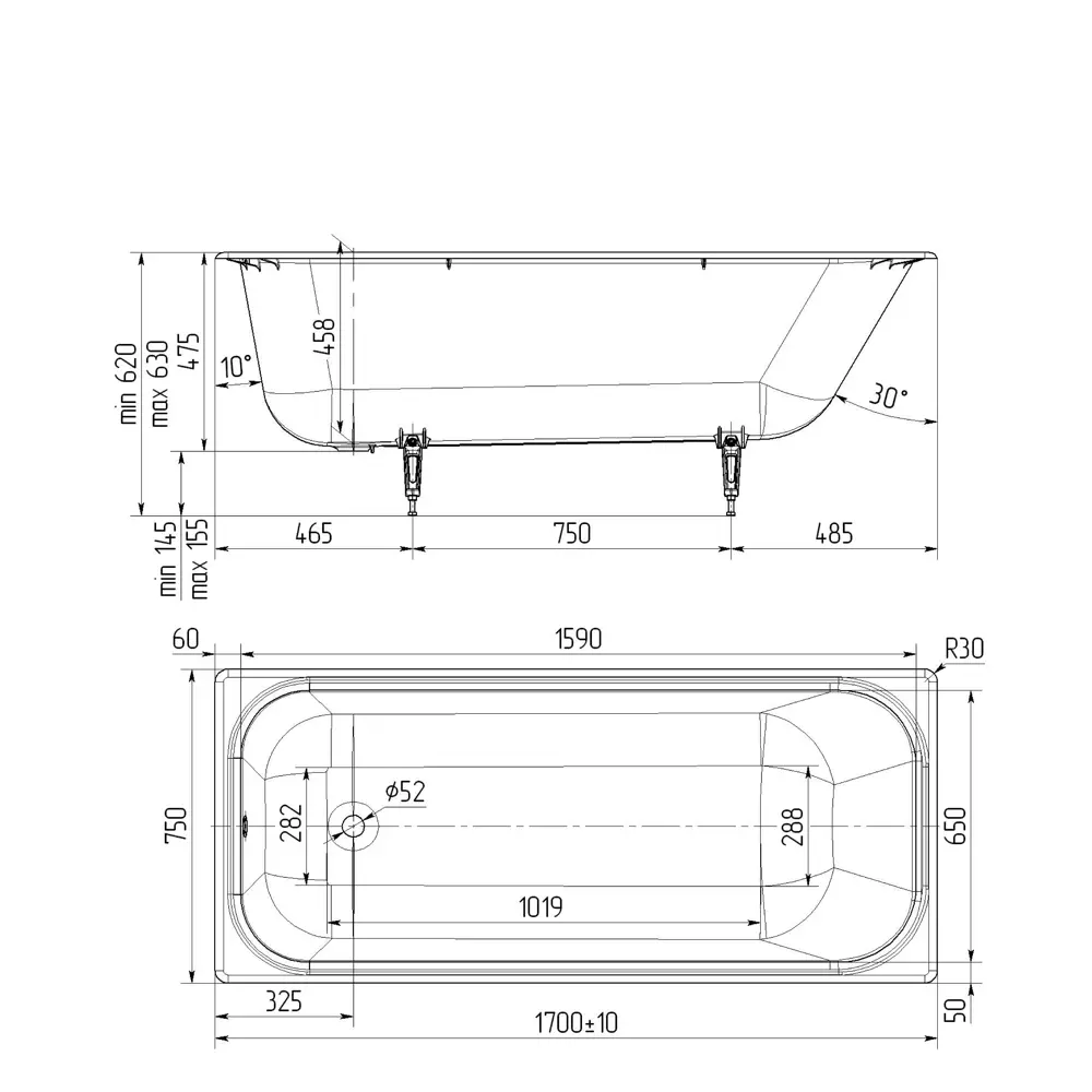 Santreyd Престиж — чугунная ванна 170×75 см для элегантной ванной комнаты 82619567 ЛМ STLM-0031901 - Вид №5