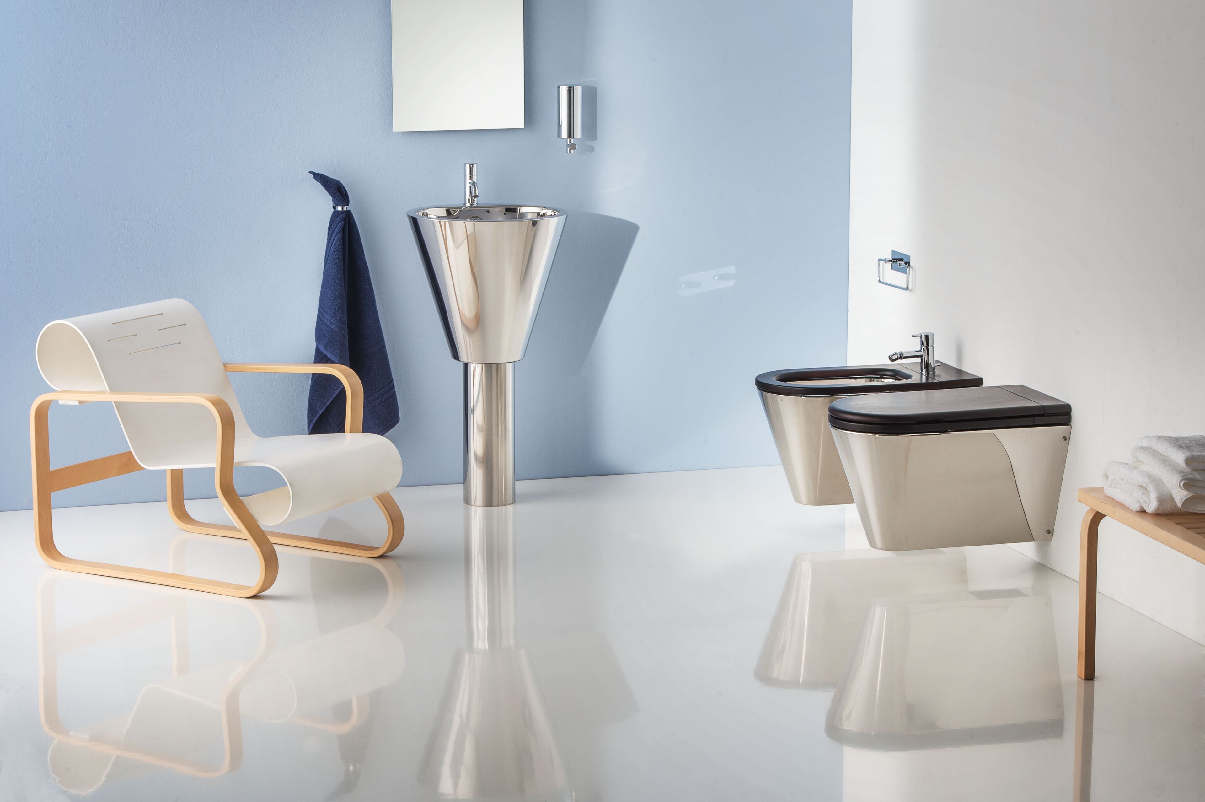 Подвесной туалет из нержавеющей стали и дерева Rapsel John &amp ARCH-00099223 - Вид №3