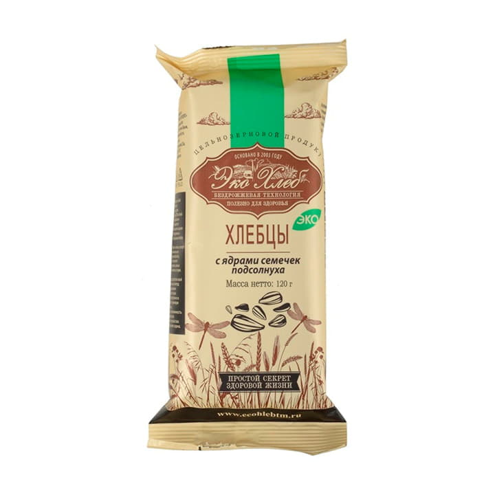 Хлебцы бездрожжевые с семечками полсолнуха Эко Хлеб 120 г Santreyd 13132