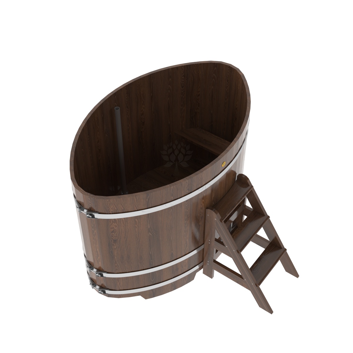 1322 Купель овальная из дуба 1,08х1,75х1,2 морёная Alyarus  - Вид №1