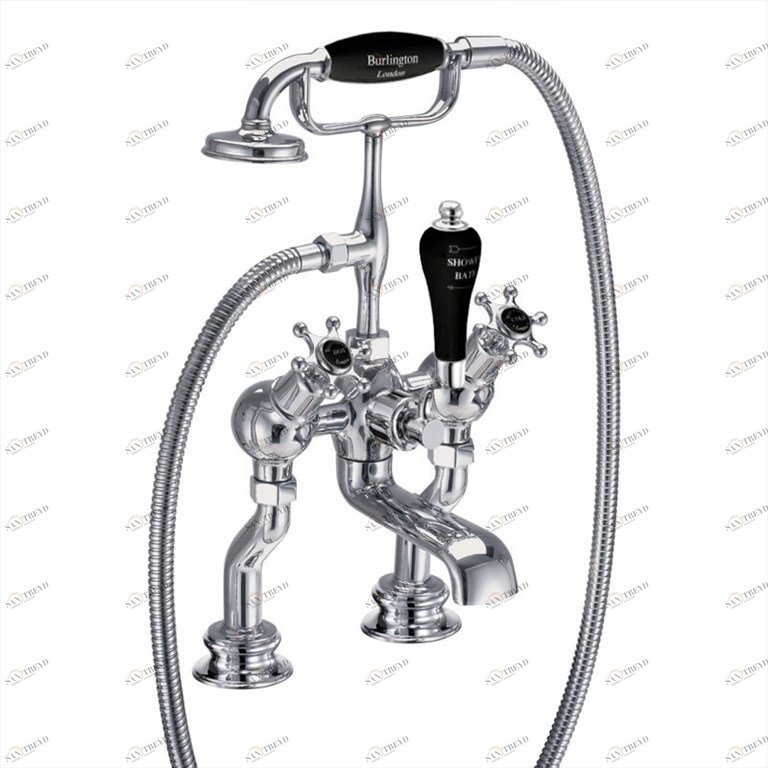 Смеситель для ванны "под наклоном" с ручным душем, Regent, набортный [BIR19 BLA] Regent Burlington T9-QT BLA, T18, T3 BLA, T4A