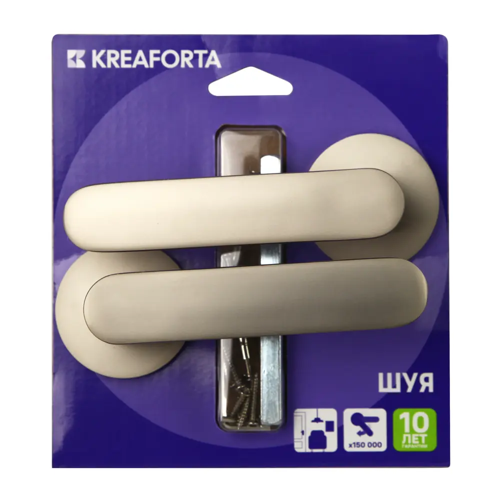 Дверная ручка на розетке KREAFORTA Шуя без запирания цвет никель STLM-2003800 - Вид №3