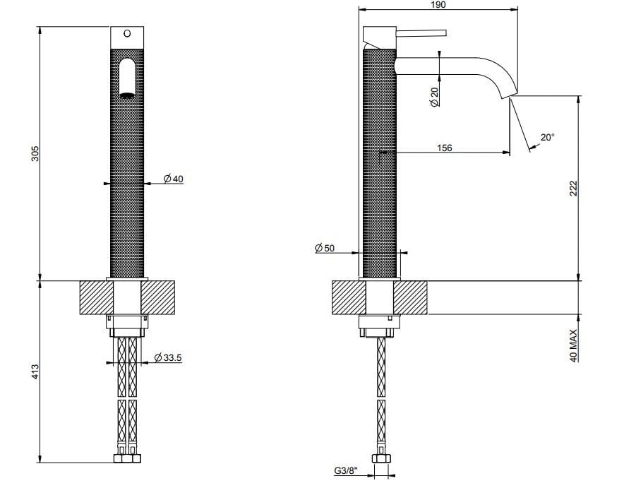 Смеситель для раковины из нержавеющей стали Gessi Messi316 ARCH-00036989 - Вид №5