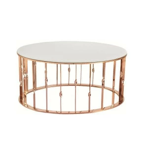 Журнальный столик овальный белый с основанием розовое золото 90 см Chic UNICO  248850 Белый;золото