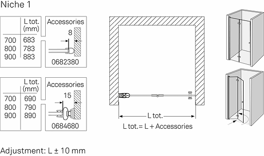 7738080 Складывающаяся душевая дверь IFO Space, настенный кронштейн IFO Space, 1200 мм для угла 45 ° - Вид №10