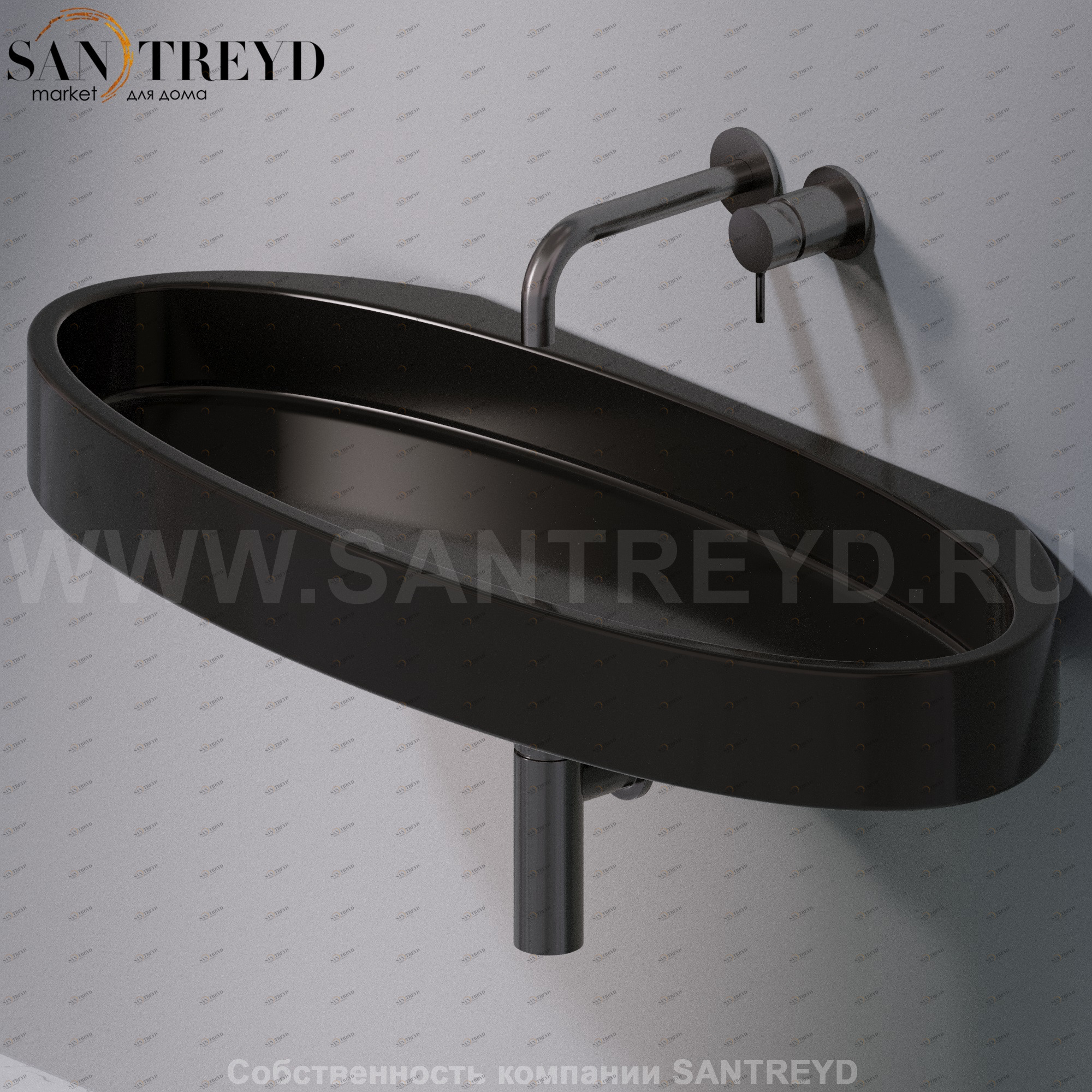 L016T1RPV4.104 Подвесная раковина настенная овальная A. e T. Italia P35 черная AeT ITALIA