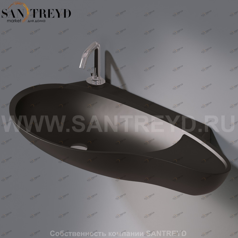 L500T0R1V4.105 Подвесная раковина настенная овальная A. e T. Italia SPOT черная AeT ITALIA ACCENT