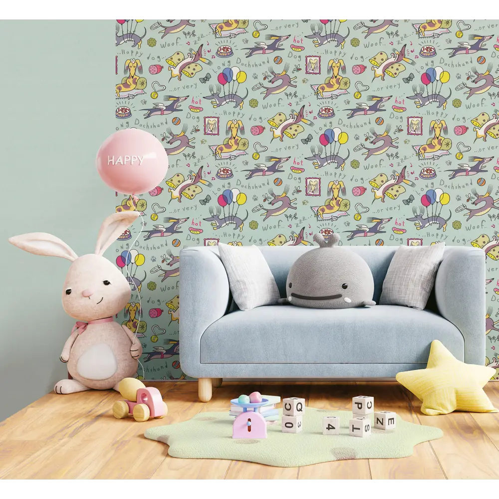 Обои флизелиновые Артекс Таксы зеленые 1.06 м 10714-04 STLM-2192369 - Вид №2