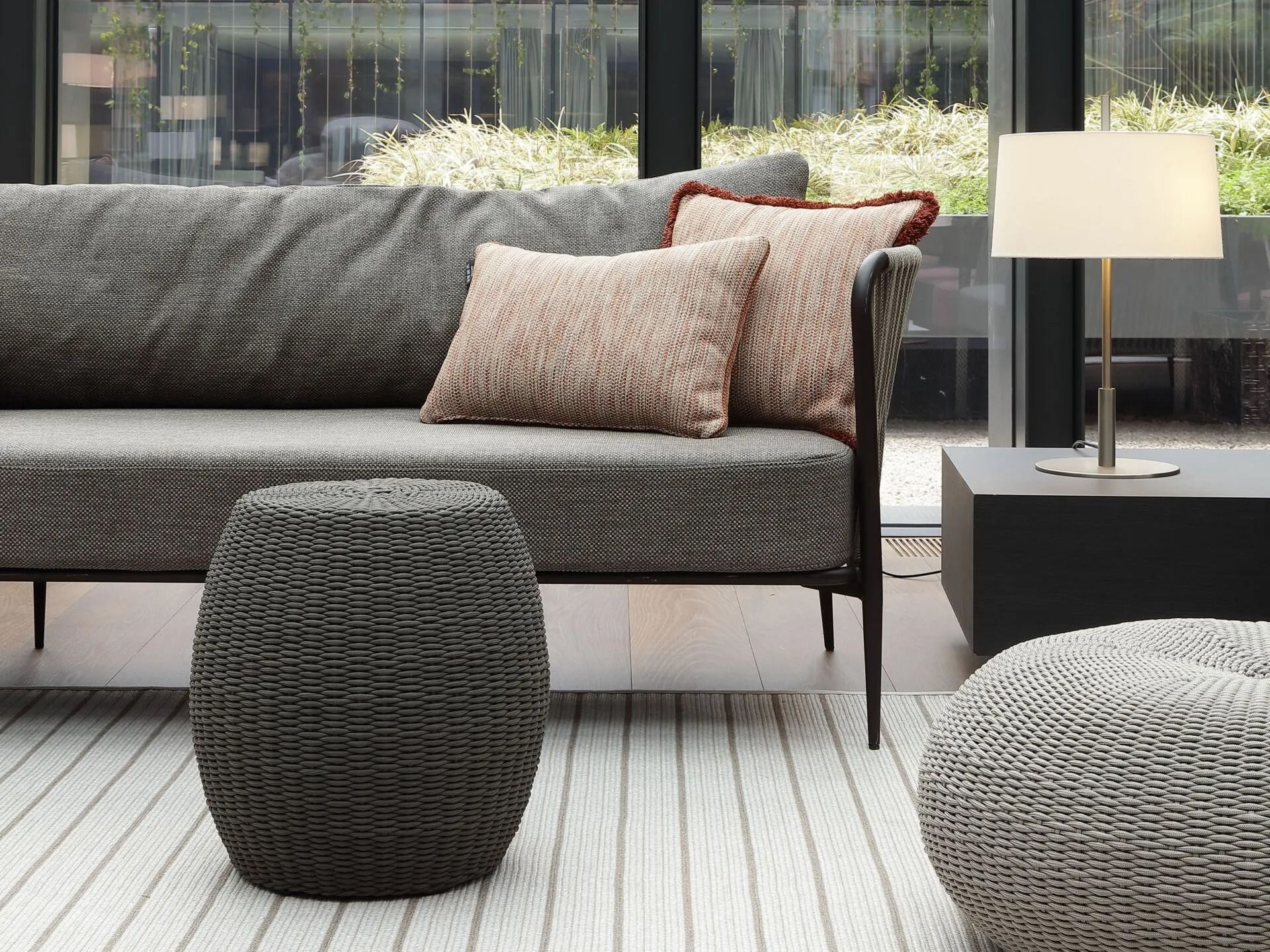 Плетеный алюминиевый садовый пуф Nodo Italia BARREL ARCH-00123578 - Вид №4