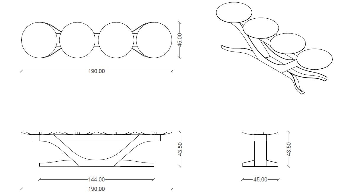 Модульная стальная скамья с порошковым покрытием на стержне CITYSì плющ ARCH-00127995 - Вид №9