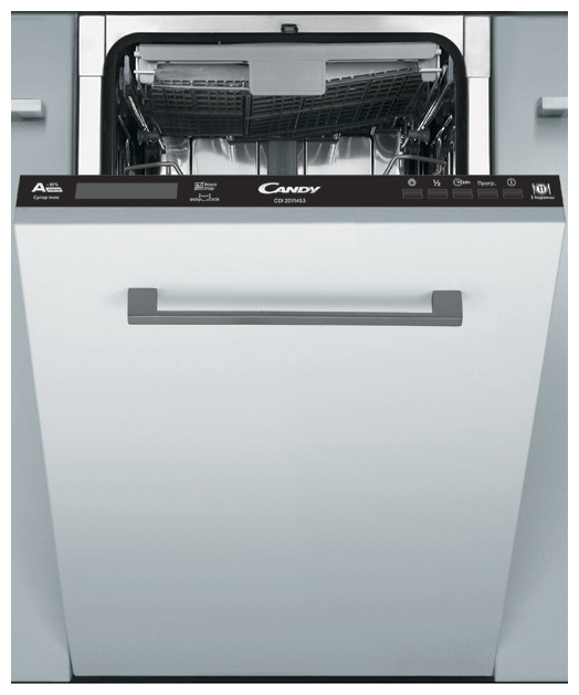 CDI 2D11453-07 Узкая, 82х44.86х57 см, 11 комплектов, 3-я корзина, 8 программ, 45 дб, таймер, digit интерфейс, расход 8 л, 1/2 загрузка, aqua stop Candy Santreyd 