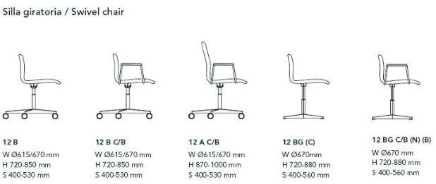 Mobboli Вращающееся рабочее кресло с 5 спицами и колесами Hug 12 a c/b - Вид №3