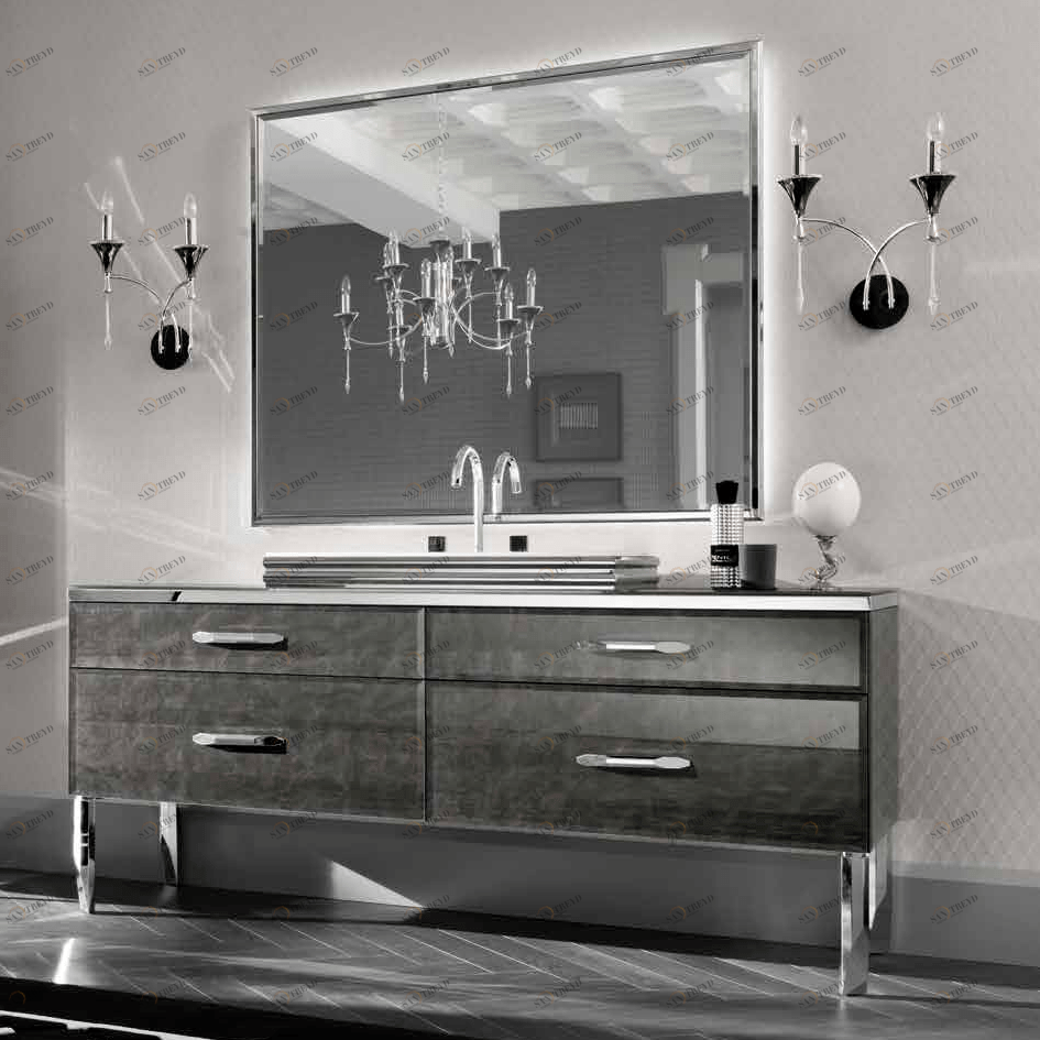 Комбинация ванной комнаты H02 в отделке Alligator silver MILLDUE HILTON HILTON02