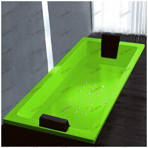 Ванна Gruppo treesse Quadra 199 V073C-DX-SZ салатовая с золотой фурнитурой и аэромассажем прямоугольная встроенная правая STAV073CDXSZ