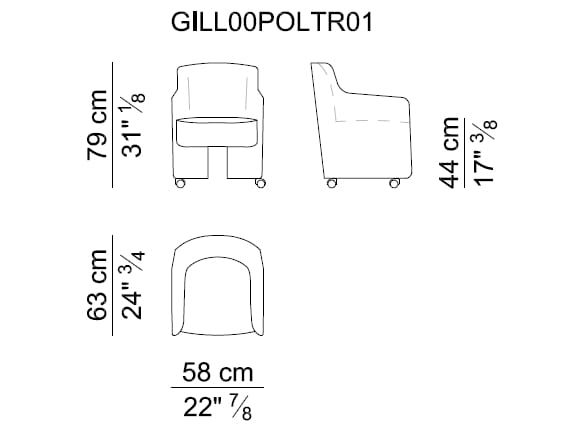 Тканевое и кожаное кресло с колесами i 4 Mariani GILL ARCH-00068238 - Вид №4