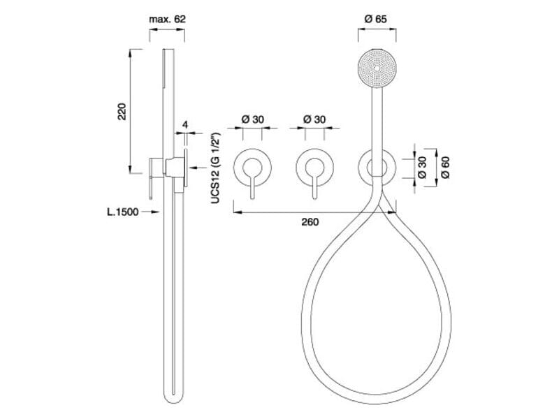 Группа 2 настенные смесители для ванны / душа с ручным душем CEADESIGN INNOVO ARCH-00125562 - Вид №2
