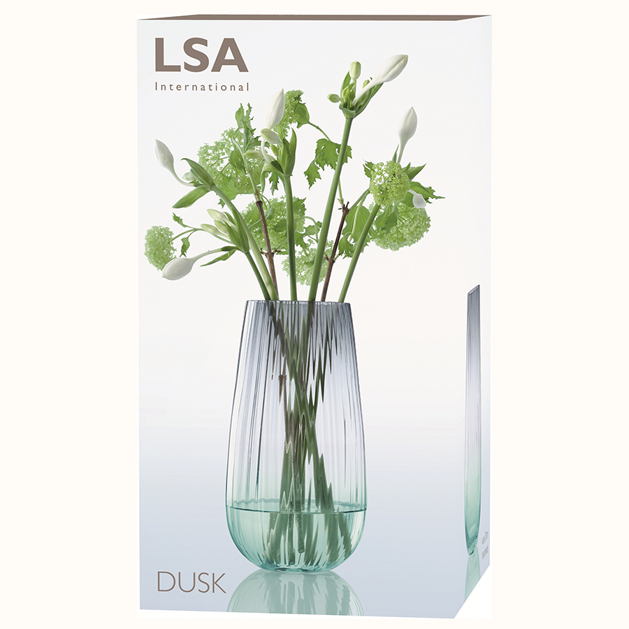 G1401-28-151 Ваза dusk 28см зелёная-серая LSA International  - Вид №4