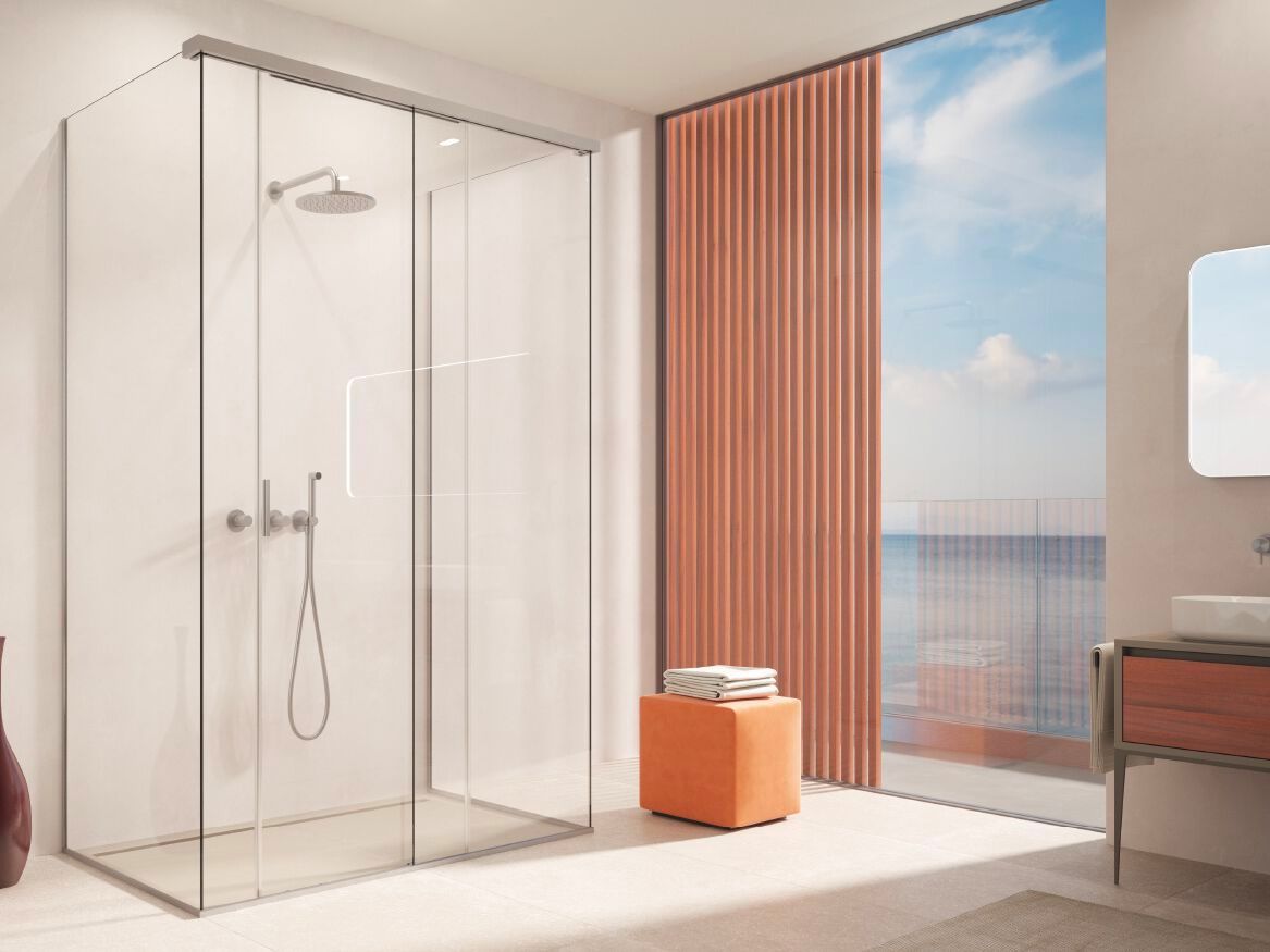 Прямоугольная стеклянная душевая кабина с раздвижной дверью Saint-Gobain - Logli Капля35 ARCH-00107415
