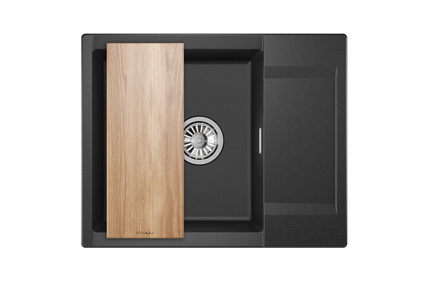 ES-6202, ЧЁРНЫЙ, кухонная мойка, кварц, ESTETICA GRANULA 6202-ST215 - Вид №3
