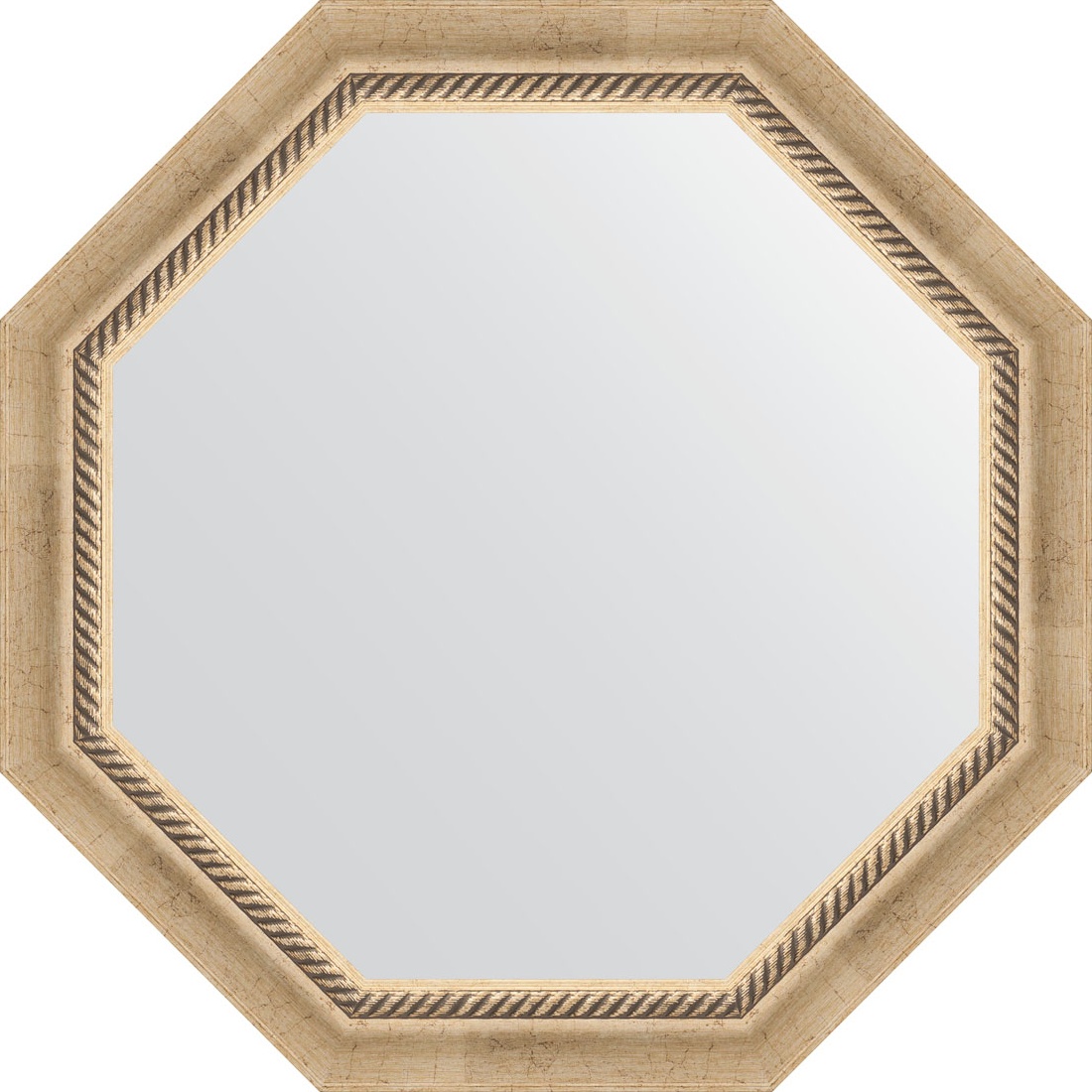 BY 7315 Зеркало в багетной раме - состаренное серебро с плетением 70 mm EVOFORM Octagon