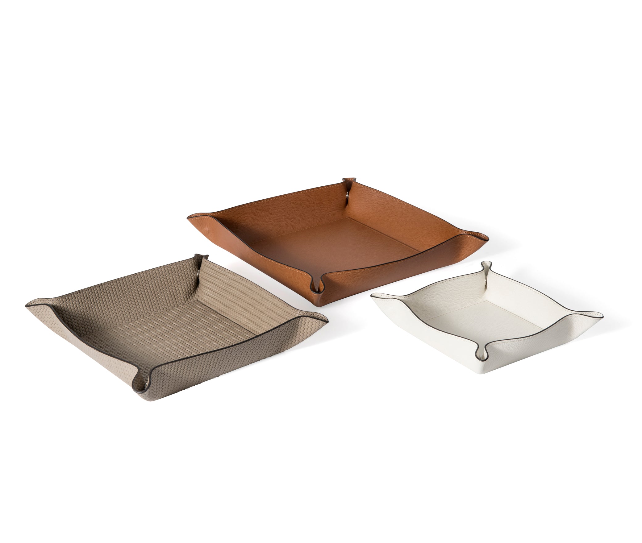 Квадратный поднос для мелочей - 22X22 см / тканая кожа_кремовый Pinetti 00.1129.061.027 - Вид №3