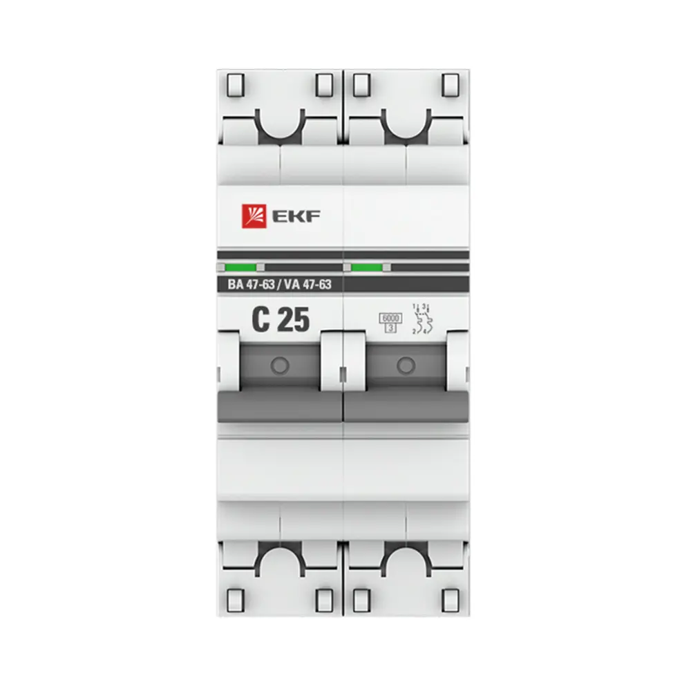 Автоматический выключатель EKF PROxima ВА47-63 2P C25 А 6 кА mcb4763-6-2-25C-pro STLM-2206630 - Вид №1