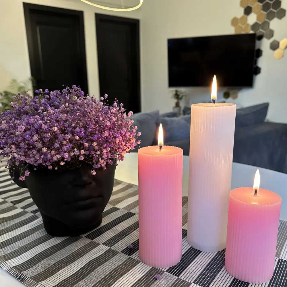 Дизайнерская свеча-столбик Ribbed белая 20 см 89370279 Santreyd STLM-0813111 - Вид №4