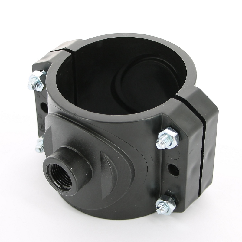 Врезка монтажная Unidelta зажим-В 90 x 1/2" 4 болта, для труб ПНД полипропилен PP-B 1019090002 - Вид №1