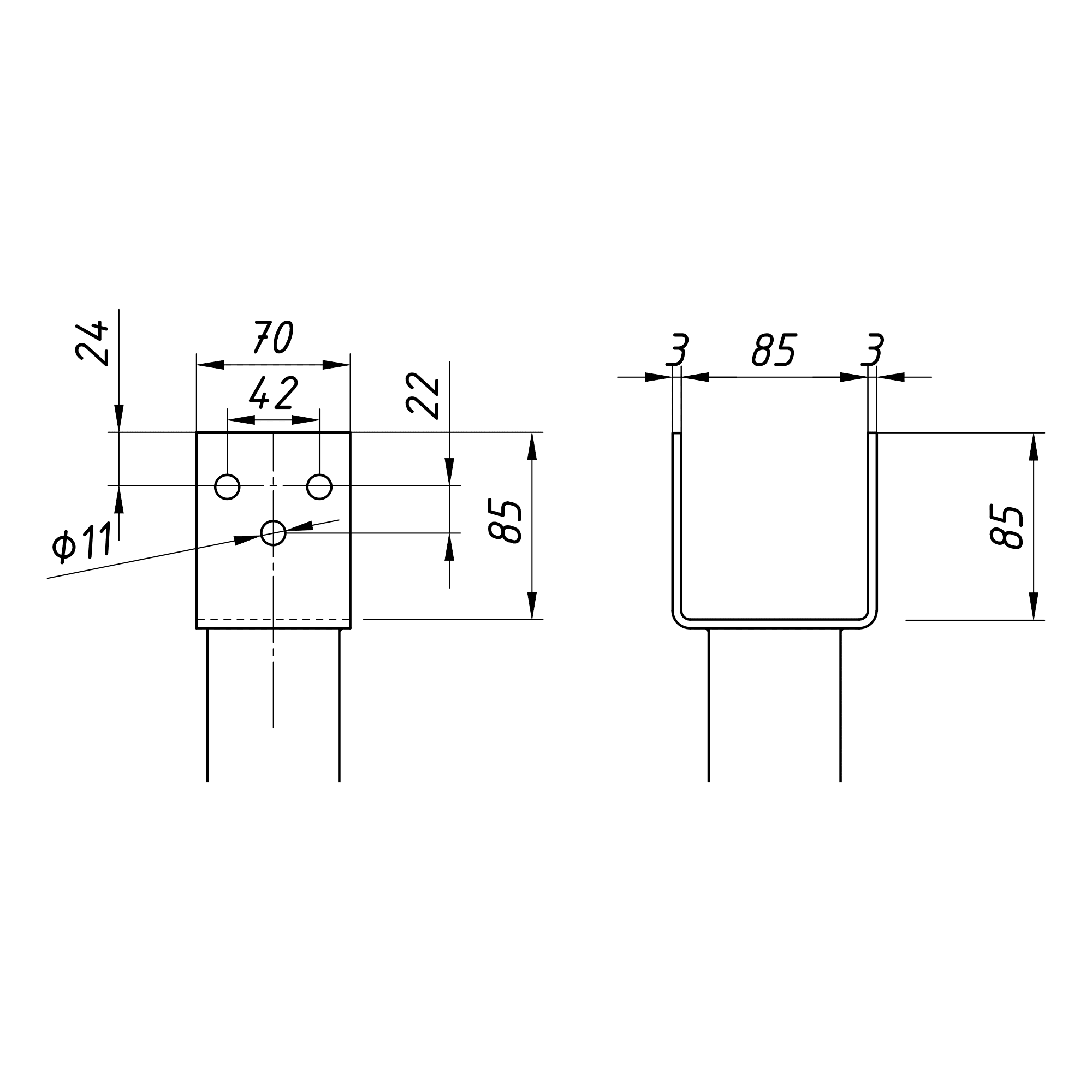 82262725 Оголовок-проушина BAU UT 85x48x150 мм Santreyd  - Вид №3