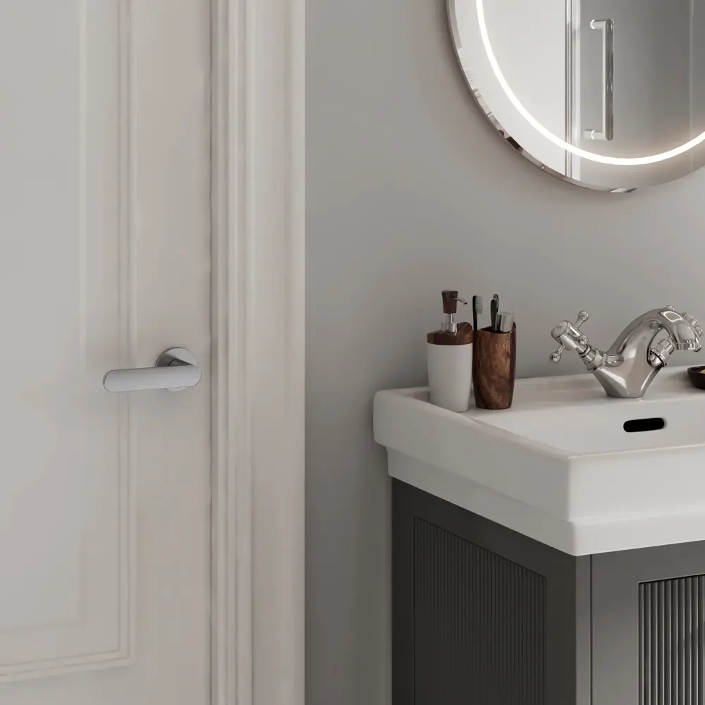 Дверная ручка на розетке KREAFORTA Шуя без запирания цвет хром STLM-2045026 - Вид №4