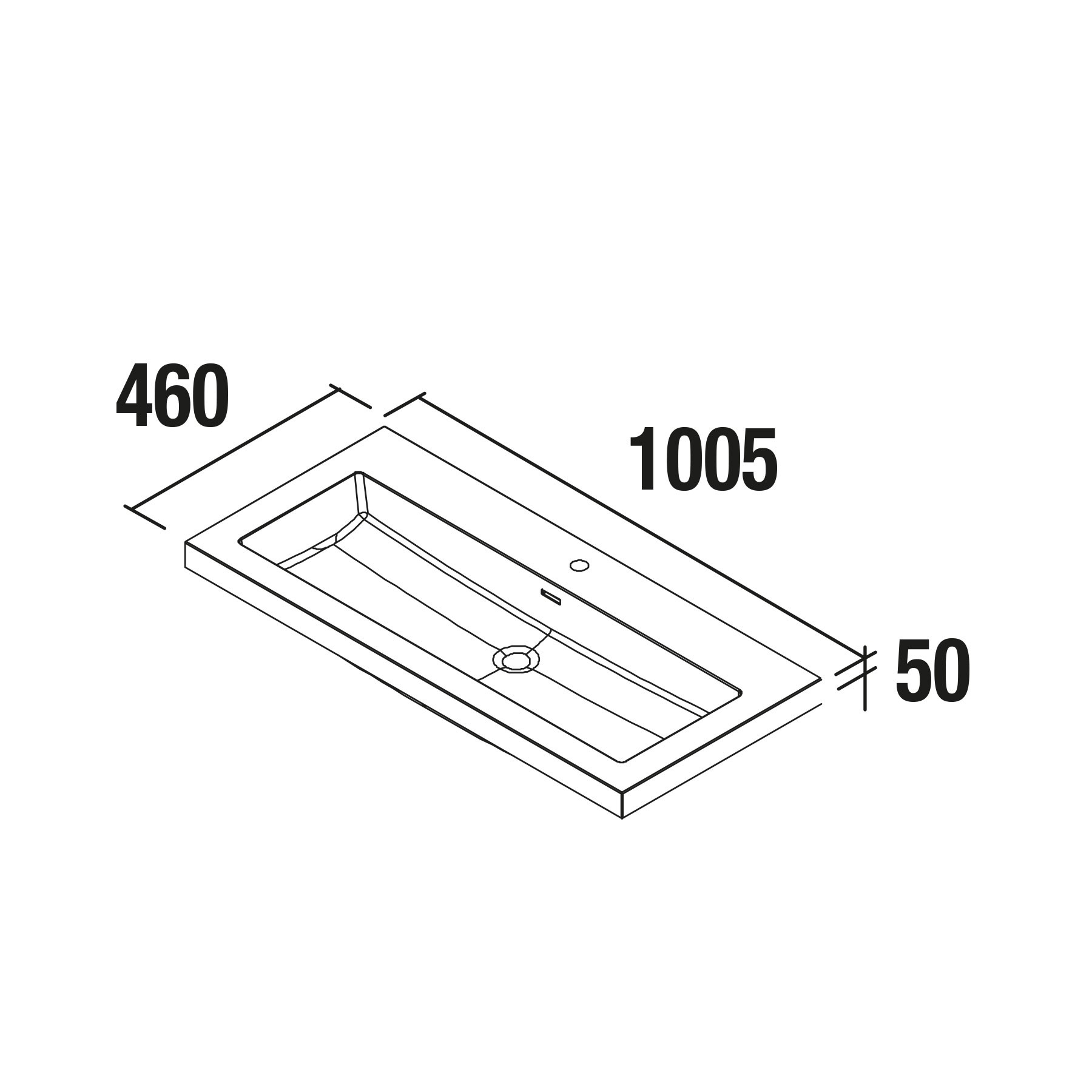 23396 SALGAR Раковина TOSCANA 1205 1 раковина WHITE MINERAL LOAD 1205 x 50 x 460 мм - Вид №1