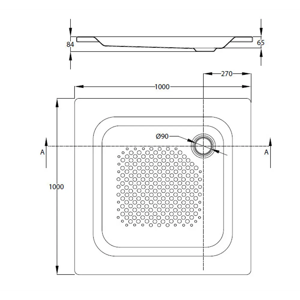 Душевой поддон BLB U HG квадратный сталь 100x100 см STLM-2006207 - Вид №3
