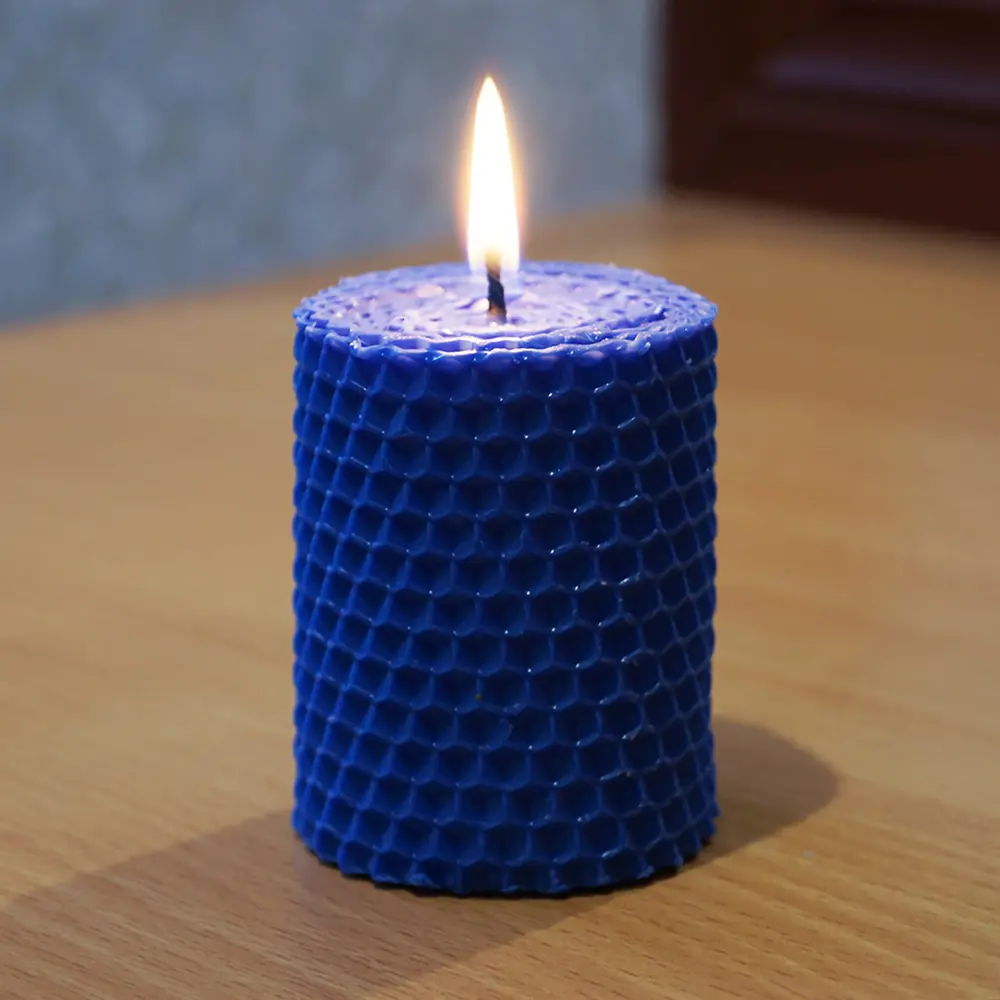 Свеча вощинная цилиндр синяя 5x6.5 см EVIS STLM-2055774 - Вид №2