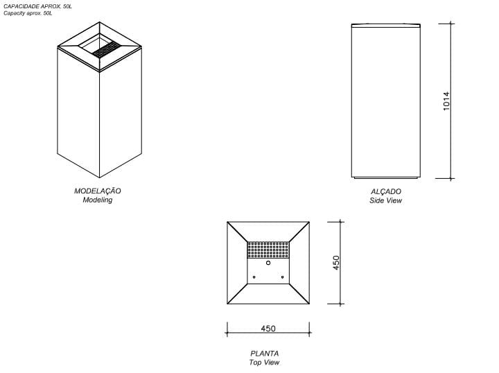 Бетонная корзина для мусора с пепельницей amop R-Light ARCH-00003412 - Вид №2