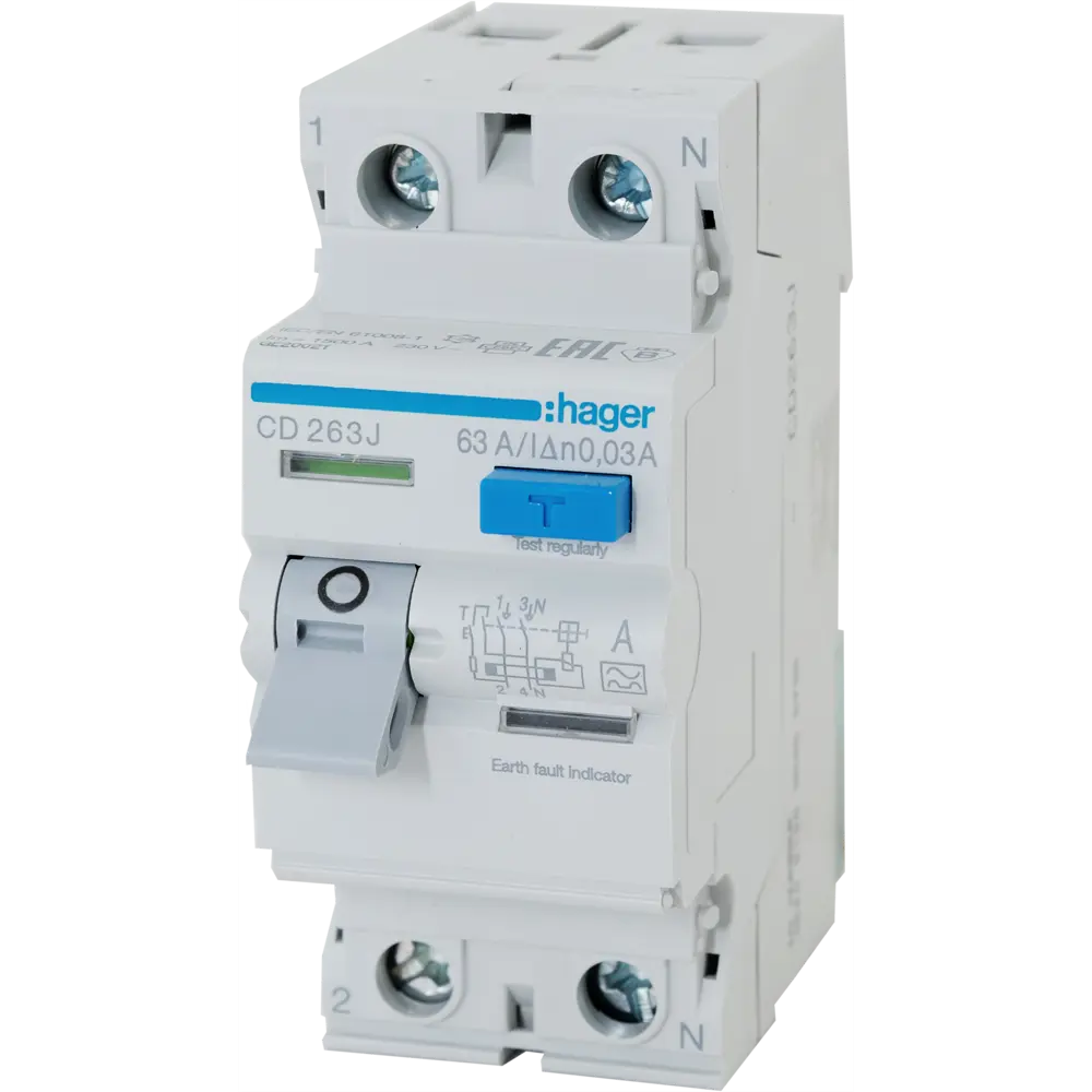 УЗО Hager CD263j 1P N 63 А 30 мА A STLM-2048233