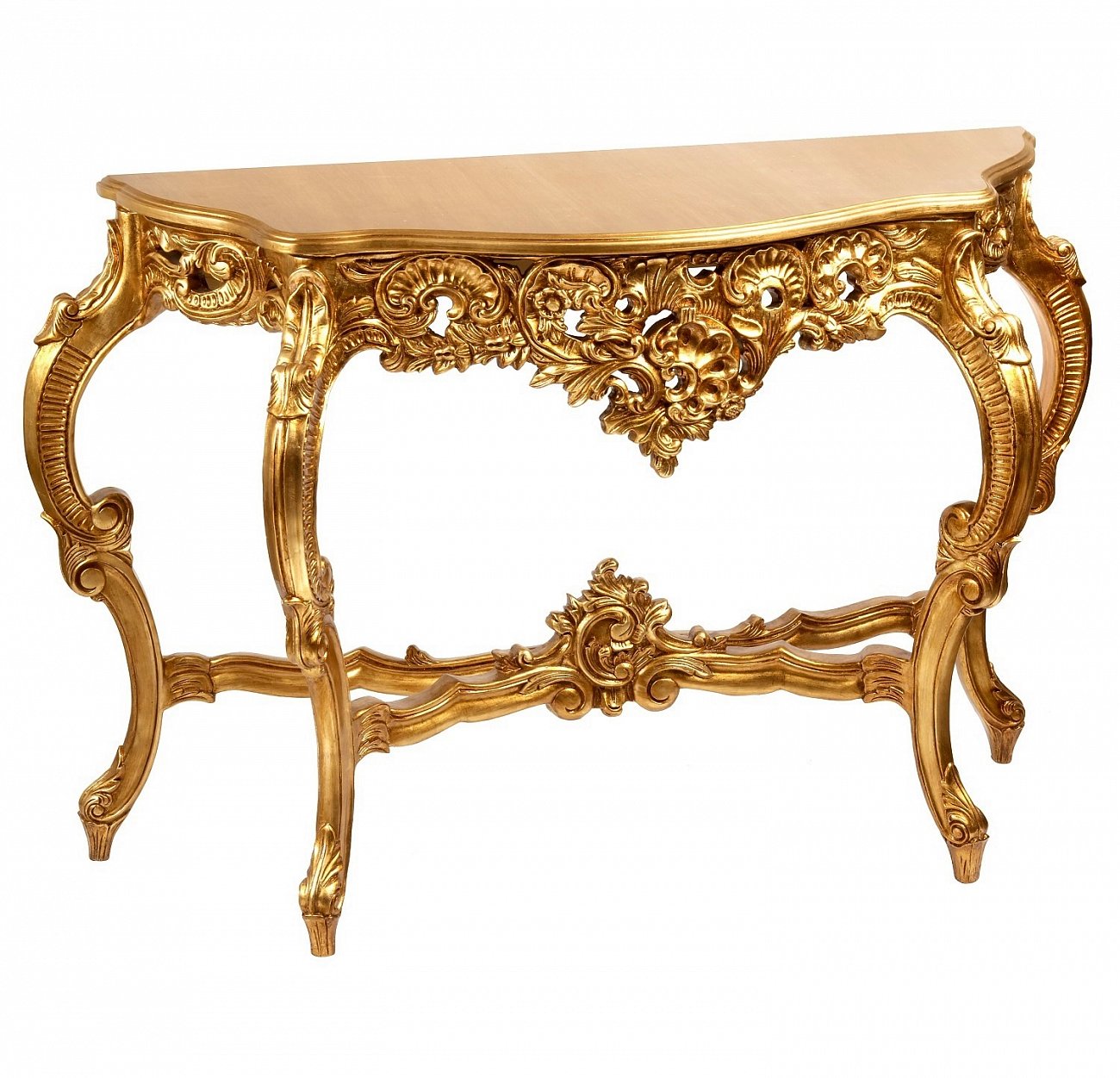 Консоль с деревянной столешницей 78х121 см античное золото Hermitage Gold ART-ZERKALO  00-3884138 Золото  - Вид №1