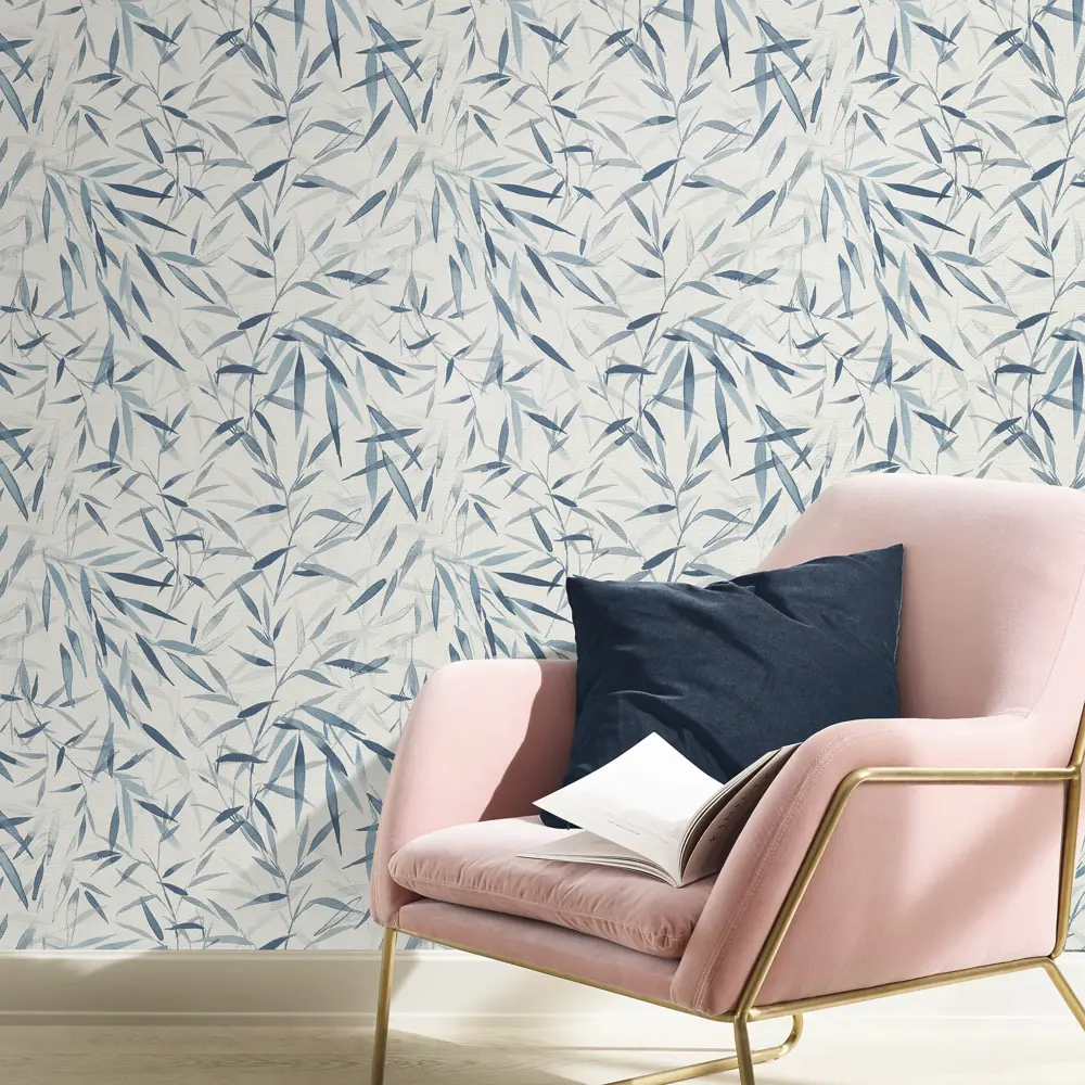 Обои флизелиновые Rasch SM «Листья» синие 1.06 м RA 965407 STLM-2120670 - Вид №2